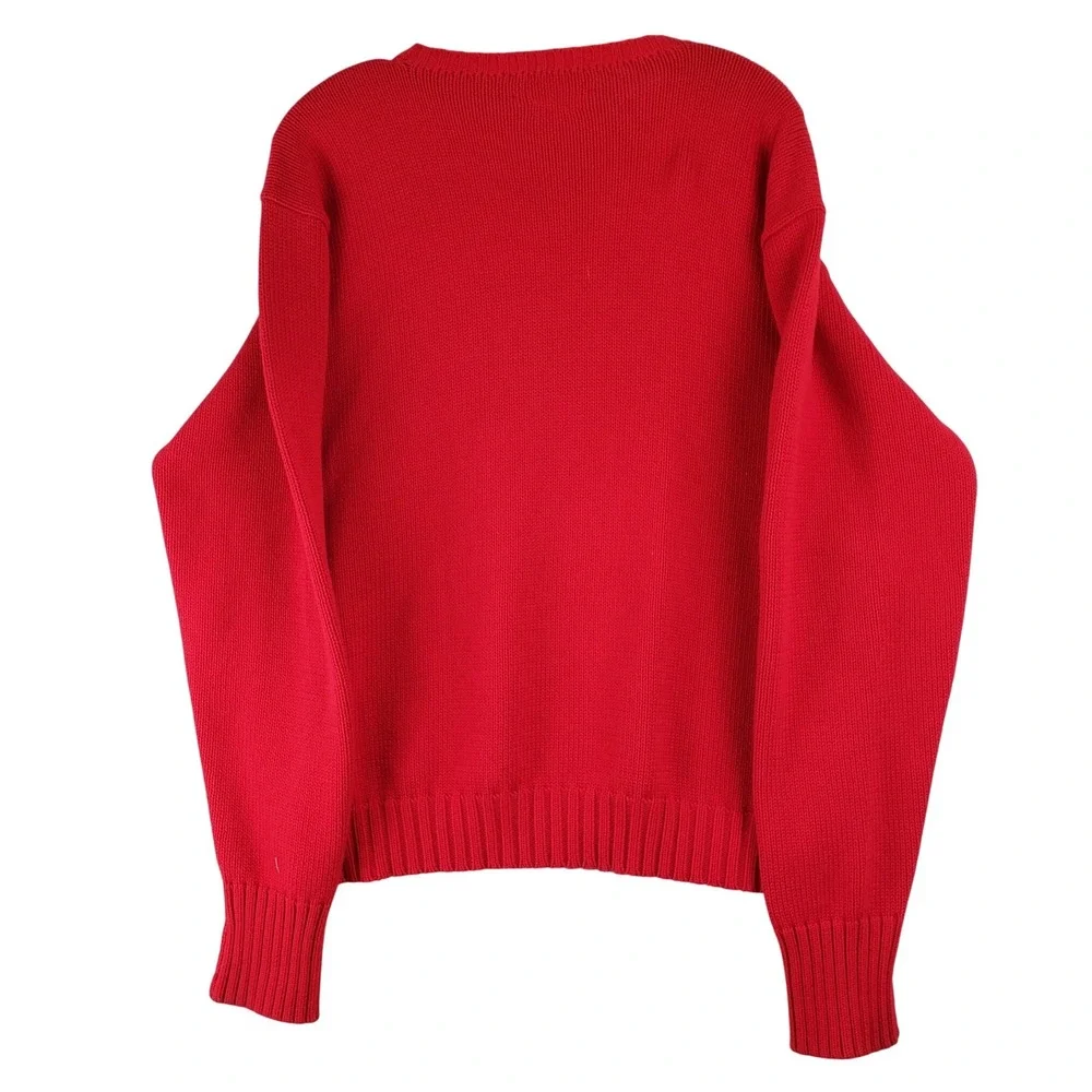 Polo Ralph Lauren Shaker Knit Sweater Mens Large Red Crewneck Pony Logo Classic
